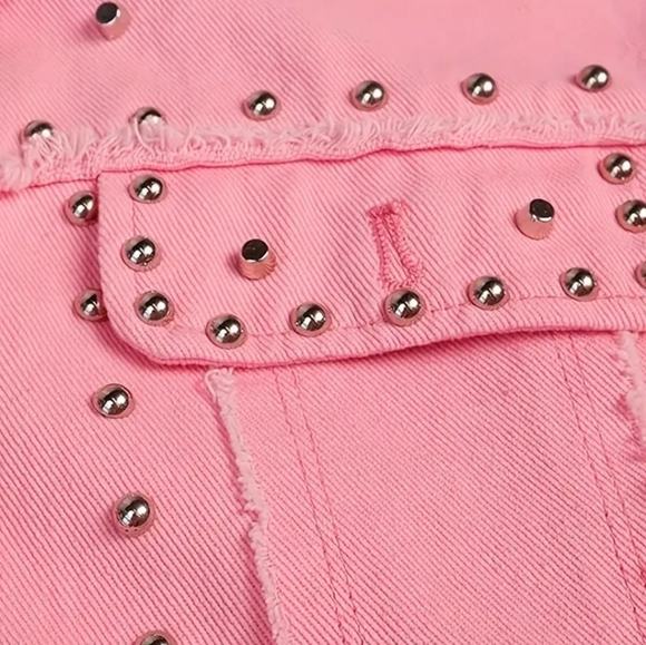 NIB! Pink stud jean jacket - Picture 3 of 5